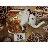 Royal Crown Derby Imari Elephant Paperweight w/silver stopper