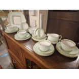 27pc Minton Pastel Green Cheviot Fluted Tea Service