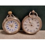 Pair of .935 Continental Silver Ladies' Pocketwatches
