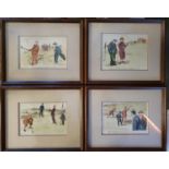 Quartet of Framed 1920's Punch Almanac/Magazine Golf or Golfing Prints