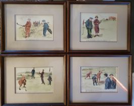Quartet of Framed 1920's Punch Almanac/Magazine Golf or Golfing Prints