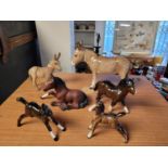 Collection of Six Beswick Ponies, Foals & Donkeys