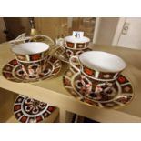 Three Royal Crown Derby 1128 Imari Tea Cup and Saucer Sets