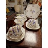 Shelley 'Versailles' Bird of Paradise Style Art-Deco Tea Service