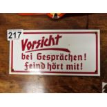 Enamel German Warning Sign