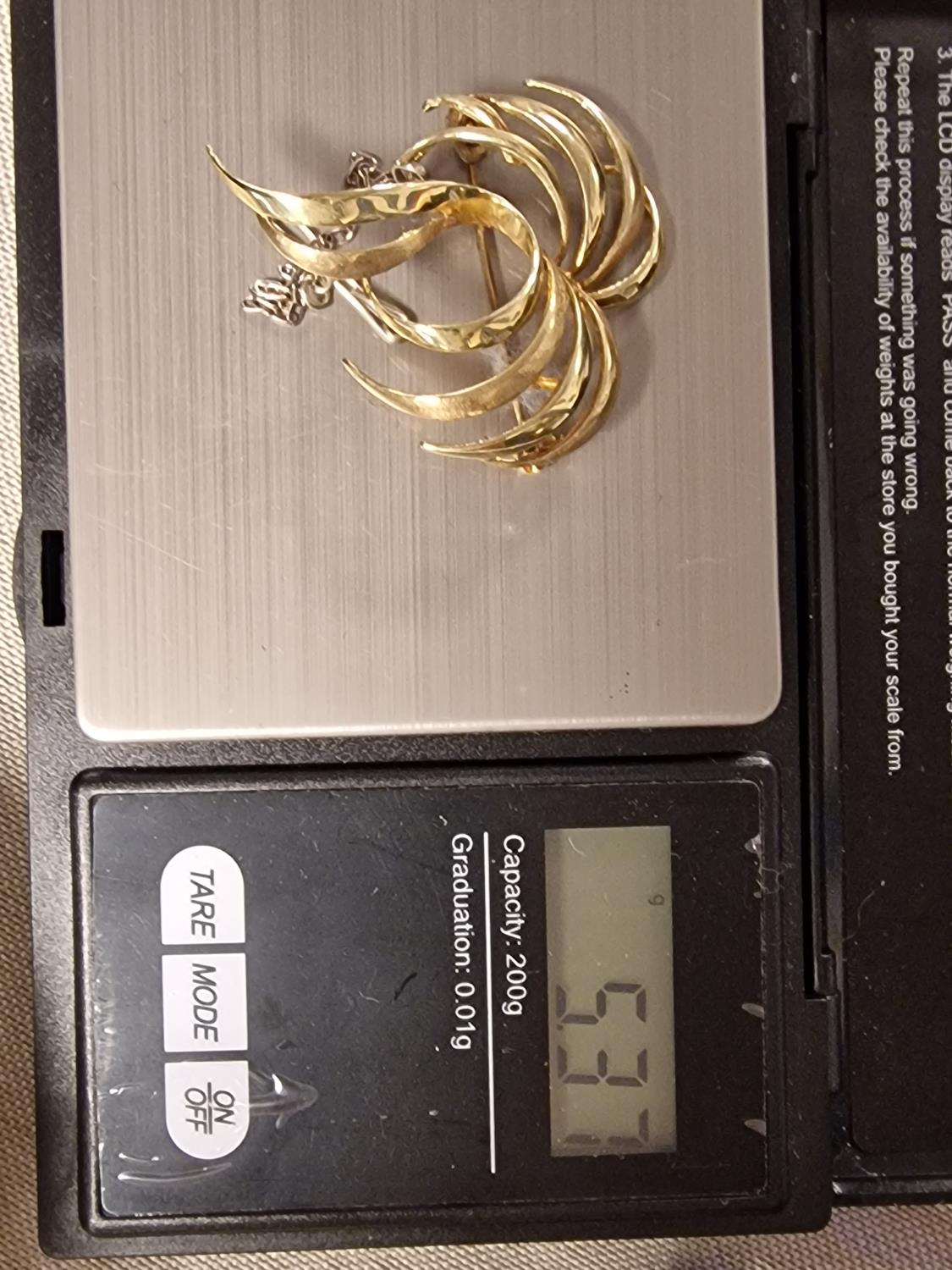 9ct Gold Palm Brooch - 5.4g - Image 3 of 3