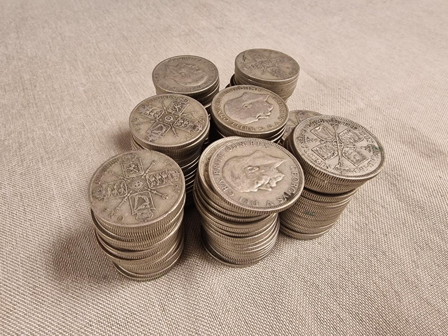 Large Collection of 1920-1945 Florin Coins British Currency etc - 1.65kg total