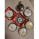 Collection of Seven Vintage Pocketwatches inc Smiths & Ingersoll