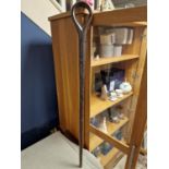 Carved African Tribal Walking Stick/Crook - 97cm long