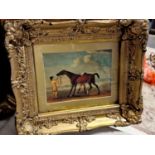 18th Century Oil of a Horse and Gentleman signed John Nost Sartorius Jr (1759-1828)