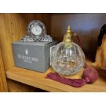 Pair of Waterford Crystal Pieces inc Scent Bottle & Mantel Clock
