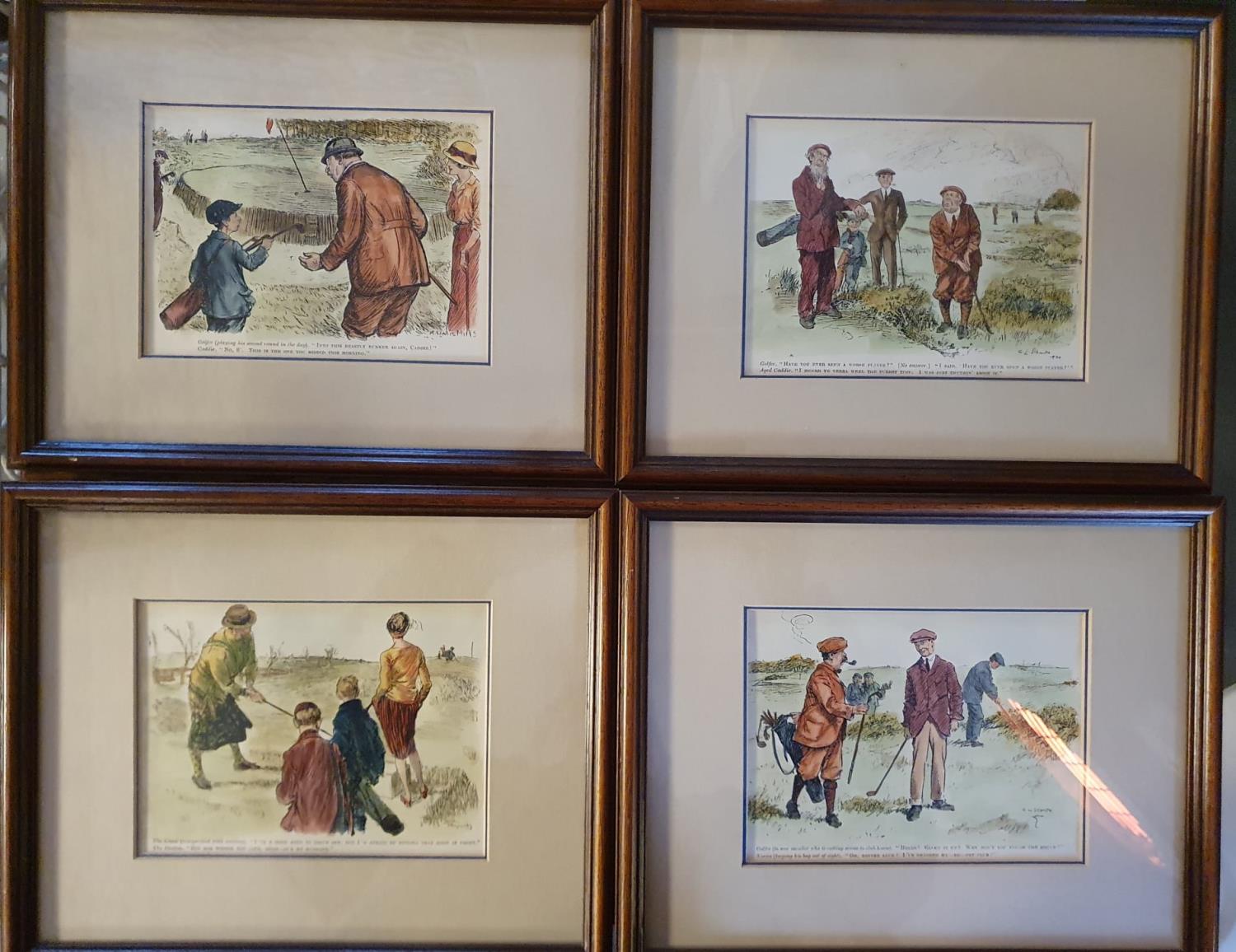 Quartet of Framed 1920's Punch Almanac/Magazine Golf or Golfing Prints