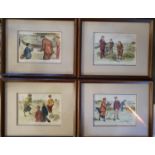 Quartet of Framed 1920's Punch Almanac/Magazine Golf or Golfing Prints