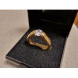 Gold Engagement Ring w/Whte Stone, marked 585 (14ct) - size L+0.5 and 8.5g