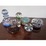 Collection of Millefiori & Other Vintage Paperweights - possibly Stourbridge Glass