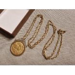 22ct 1912 Gold Half Sovereign & 9ct Necklace - 9.1g
