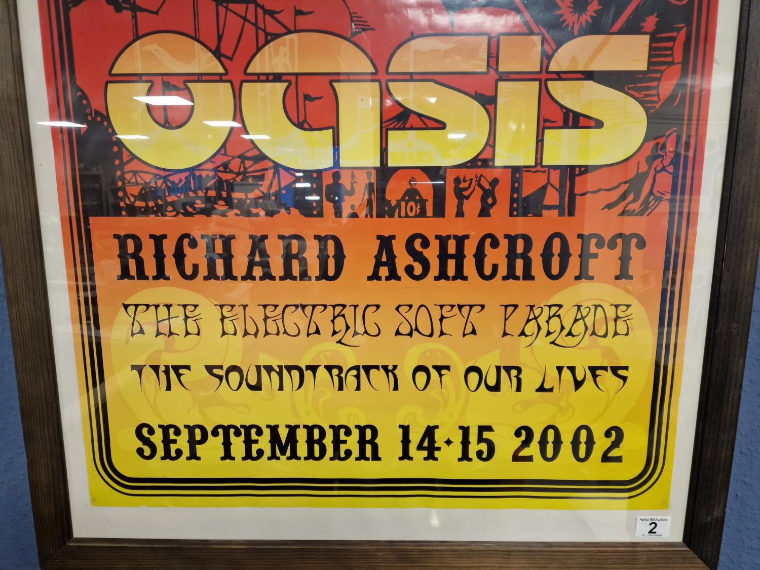 Large Framed 2002 Oasis Tour Poster featuring Richard Ashcroft (Verve), Indie, Britpop, Gallagher - - Image 2 of 2