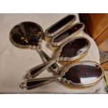 5pc Hallmarked Silver and Tortoiseshell Dressing Table Set