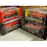 Collection of Four Burago Ferrari Boxed Die Cast Cars