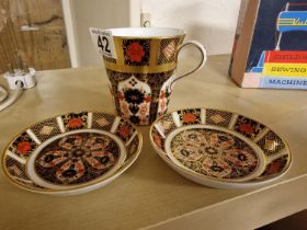 Pair of 1128 Imari Pin Dishes (one A/F) + a Royal Crown Derby 1128 Mug