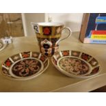 Pair of 1128 Imari Pin Dishes (one A/F) + a Royal Crown Derby 1128 Mug