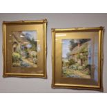 Pair of 1930's Floral Countryside Watercolours by Theresa Sylvester Stannard (1898-1947)