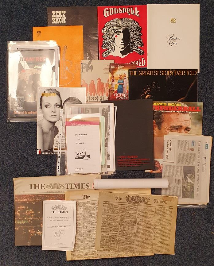 Collection of Entertainment Memorabilia, together with millennium edition of ‘The Times’