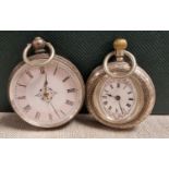Pair of Lovely Pink Face Detail .800 Silver Pocketwatches