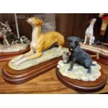 Pair of Border Fine Arts Dog Sculpture/Figures inc Greyhound & Lakeland Fell Terrier
