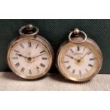 Pair of Silver .935 Ladies Pocketwatches inc J Myers & Co Swiss made example