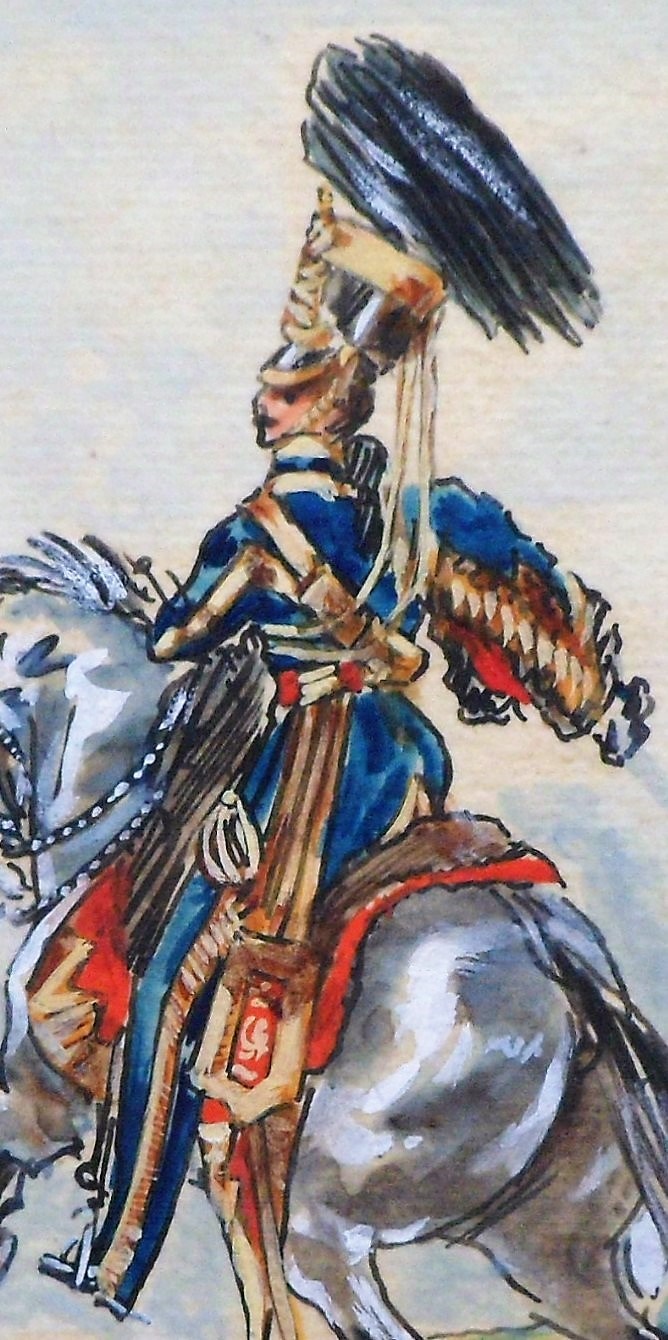 English School, circa 1900 Mounted Officer from the 10th Hussars watercolour, unsigned, 140mm x - Image 4 of 5