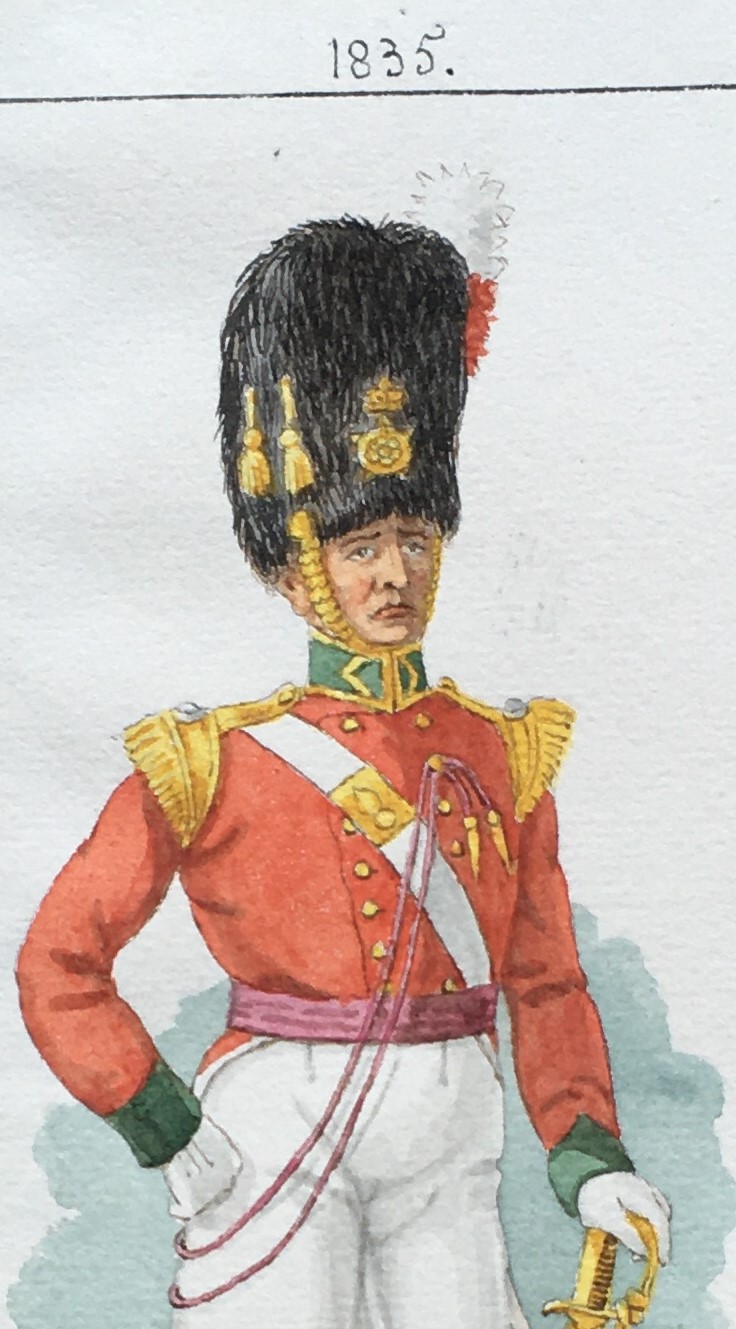 English School, Officer of 5th Foot (Northumberland Fusiliers) watercolour, indistinct monogram - Image 5 of 8