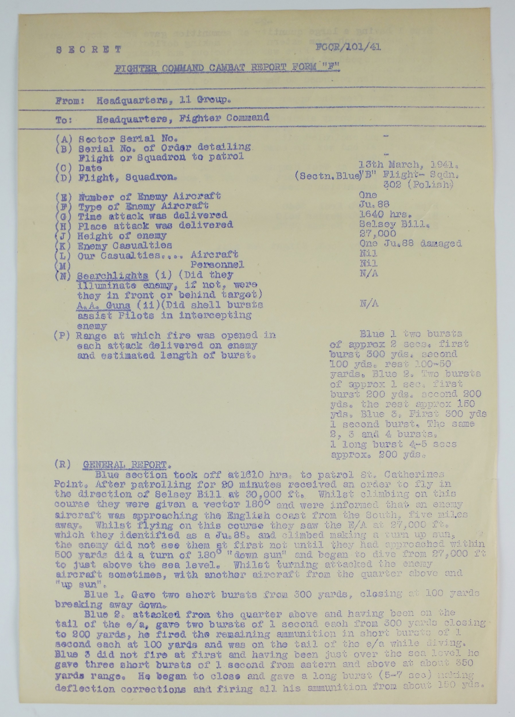 WW2 Battle of Britain Polish RAF Fighter Command Combat Reports - Image 2 of 5