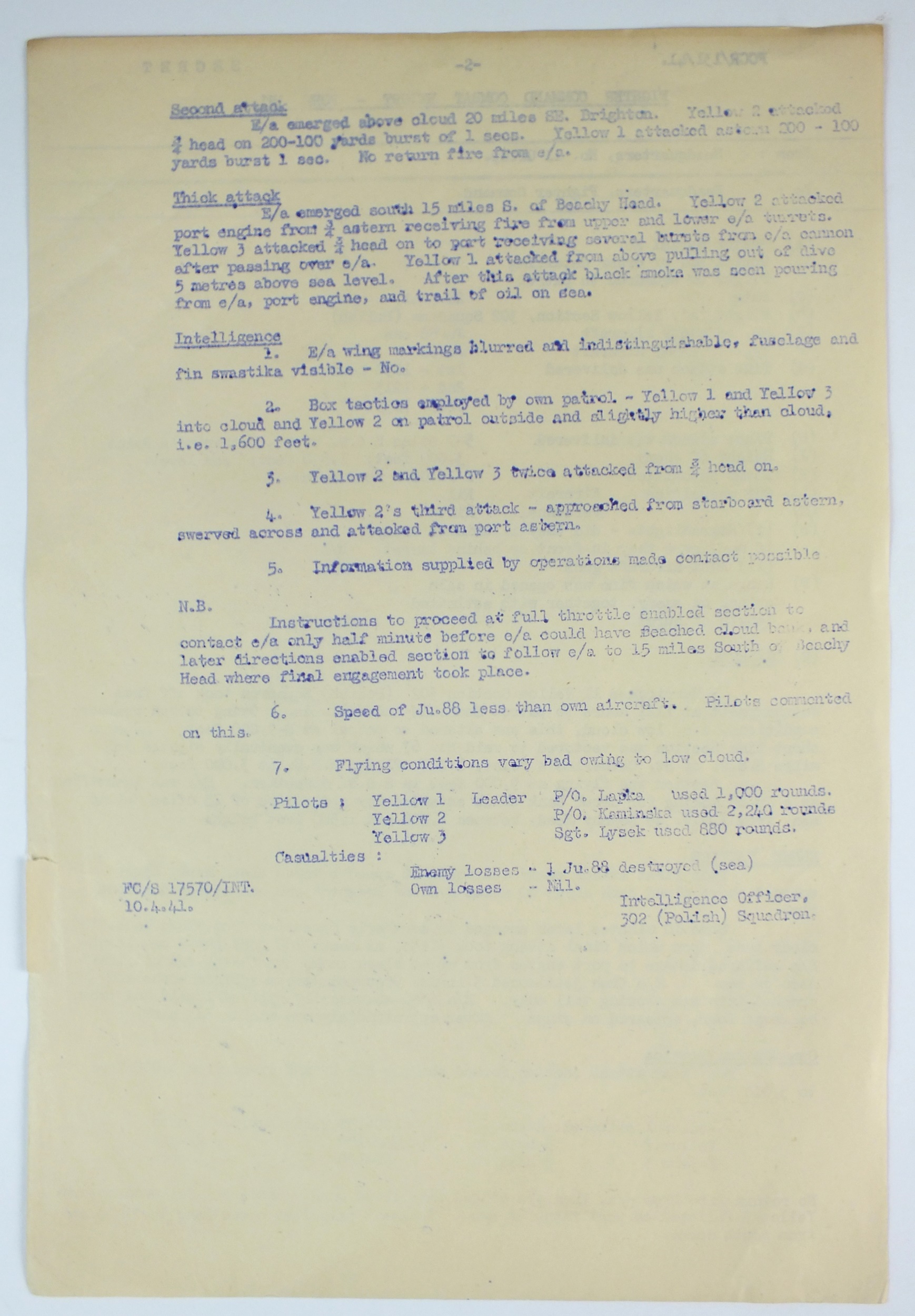 WW2 Battle of Britain Polish RAF Fighter Command Combat Reports - Image 5 of 5