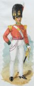 English School, Officer of 5th Foot (Northumberland Fusiliers) watercolour, indistinct monogram