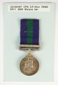 General Service 1918-62 Medal, 1 clasp, Malaya