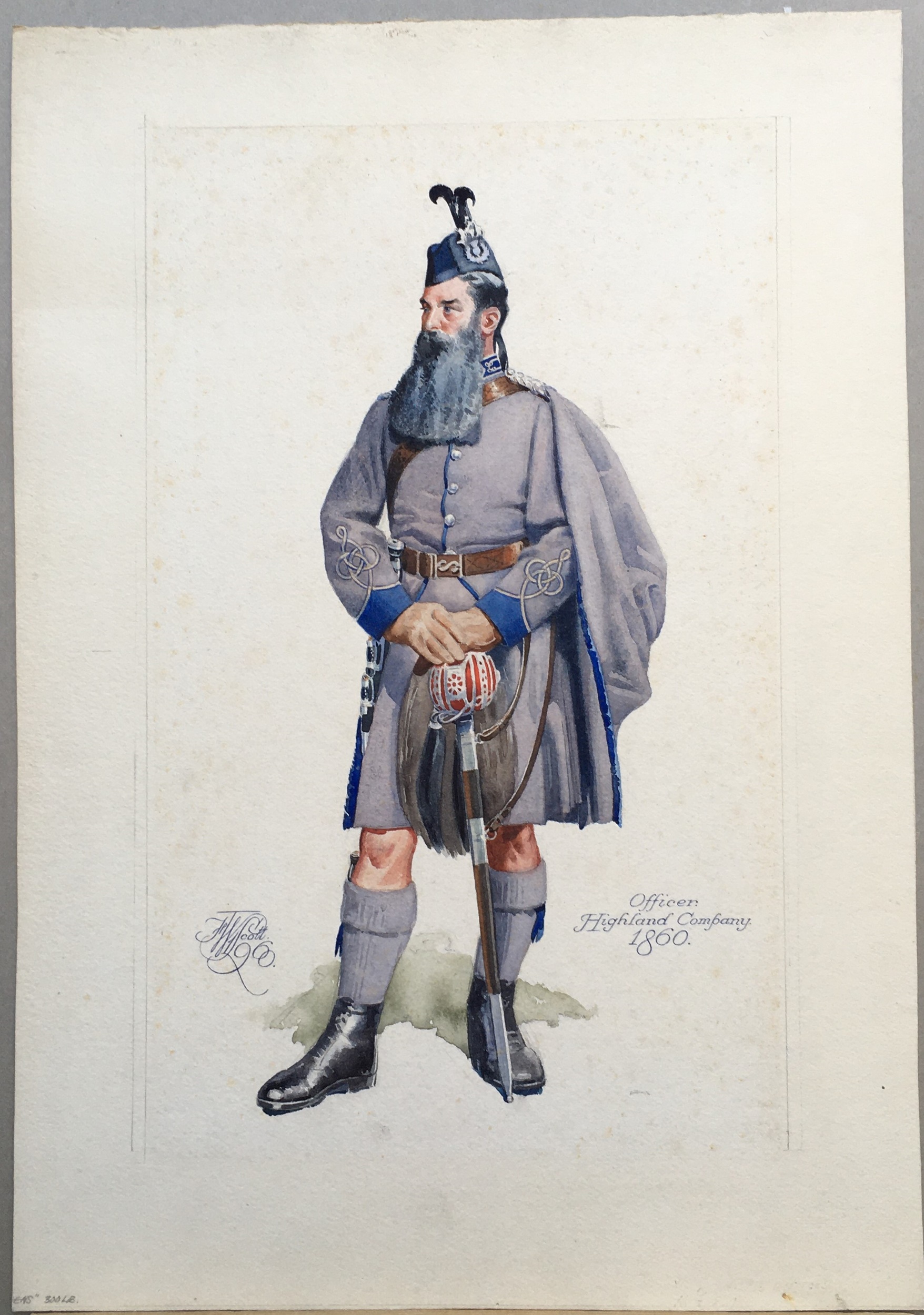 J.T.W Scott, 19th/early 20th century Officer of the Highland Company, 1860 watercolour, signed, - Image 3 of 8