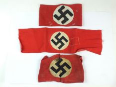 Three German Third Reich NSDAP party member armbands