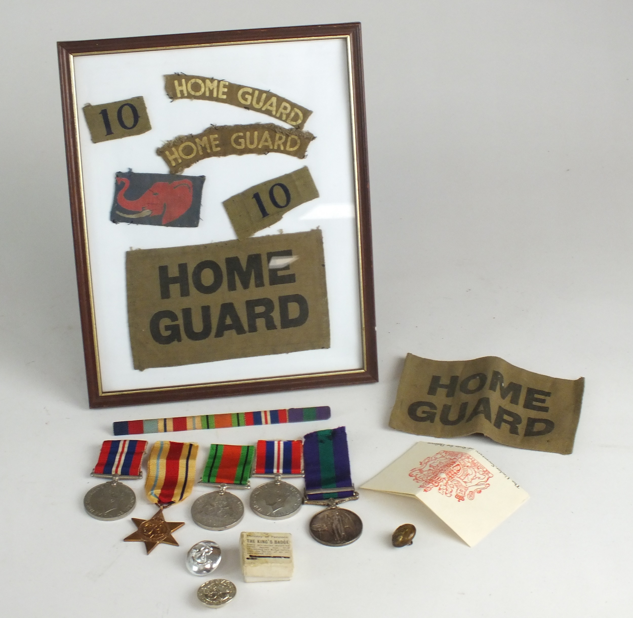 WWII Medals and Home Guard Cloth insignia