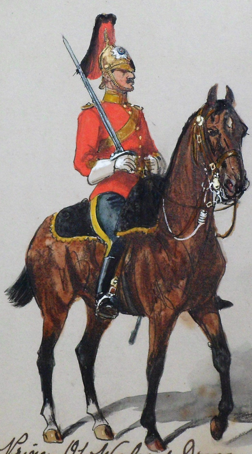 Attributed to Richard Simkin (1850-1926), Mounted Officer 3rd Dragoon Guards - Image 7 of 7