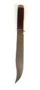 An Ontario Knife Company Tru-Edge bowie knife with a stacked leather handle, overall length 39cm