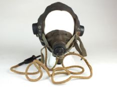 British Second World War C-Type flying helmet with Type-G oxygen mask