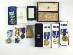 Selection of various medals and medal boxes