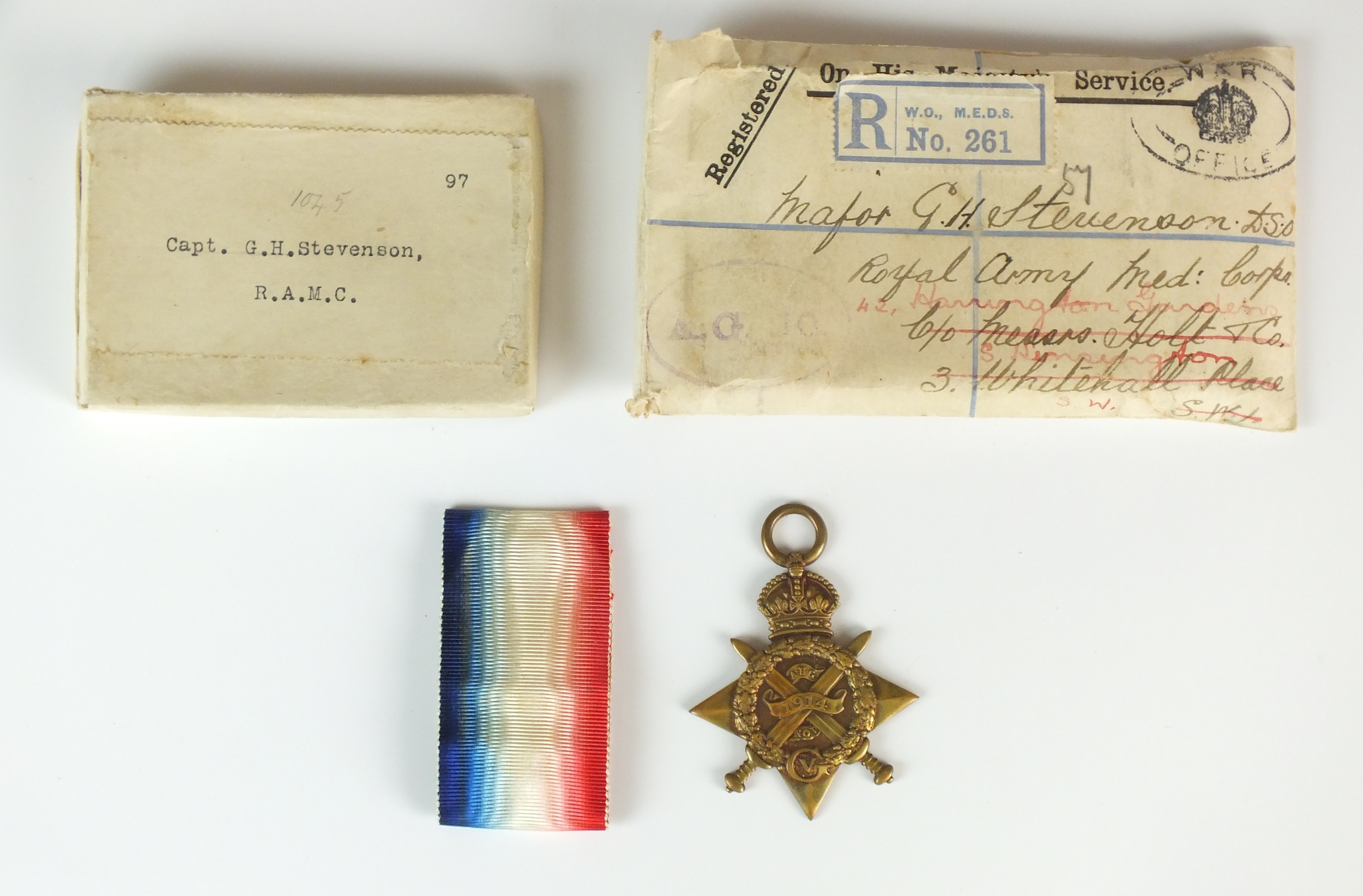 First World War 1914 Mons Star awarded to Captain G.H. Stevenson