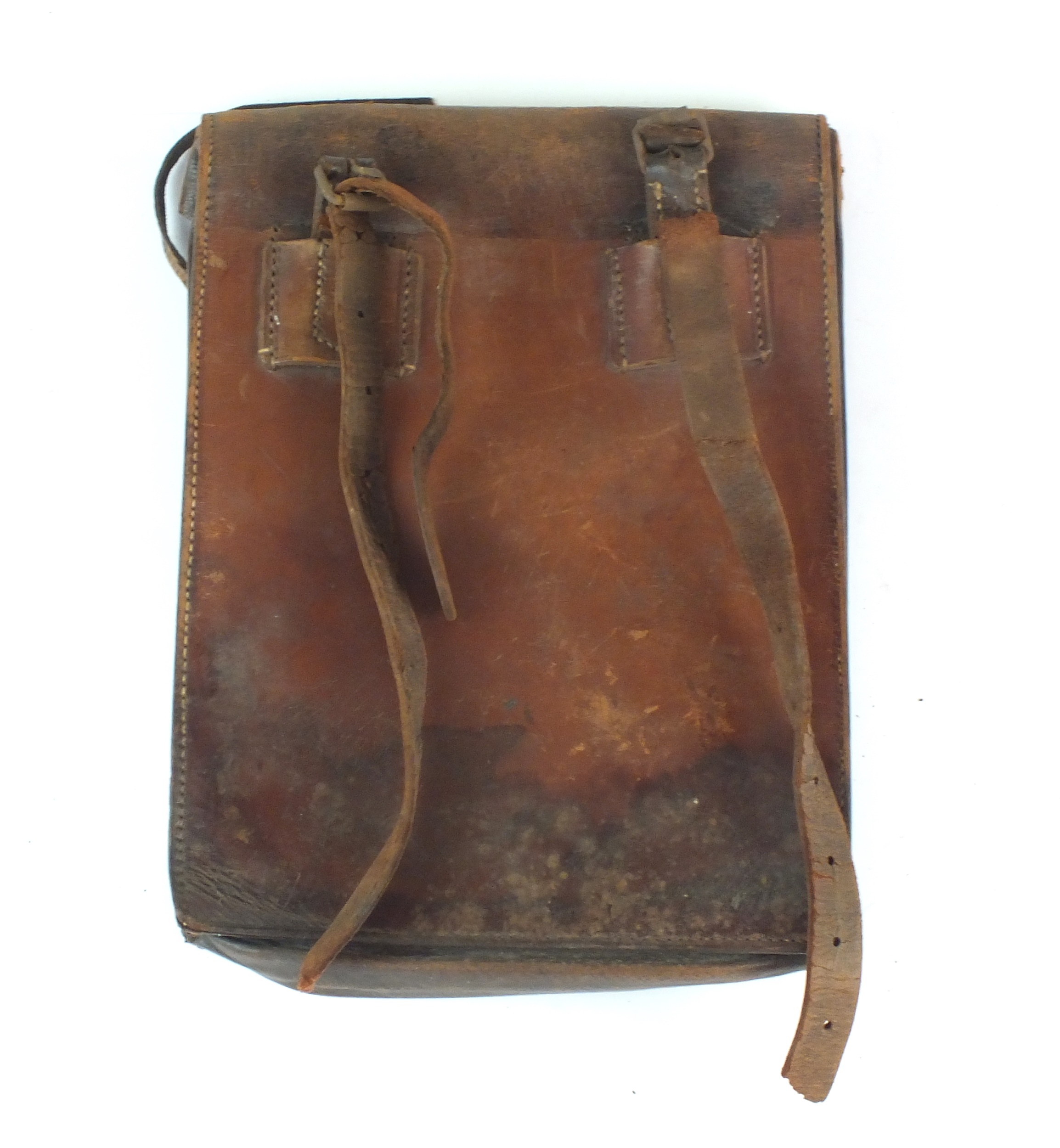 A German Second World War Army Officer's map case, brown leather, indistinctly stamped 'E8'(?) and - Image 2 of 2