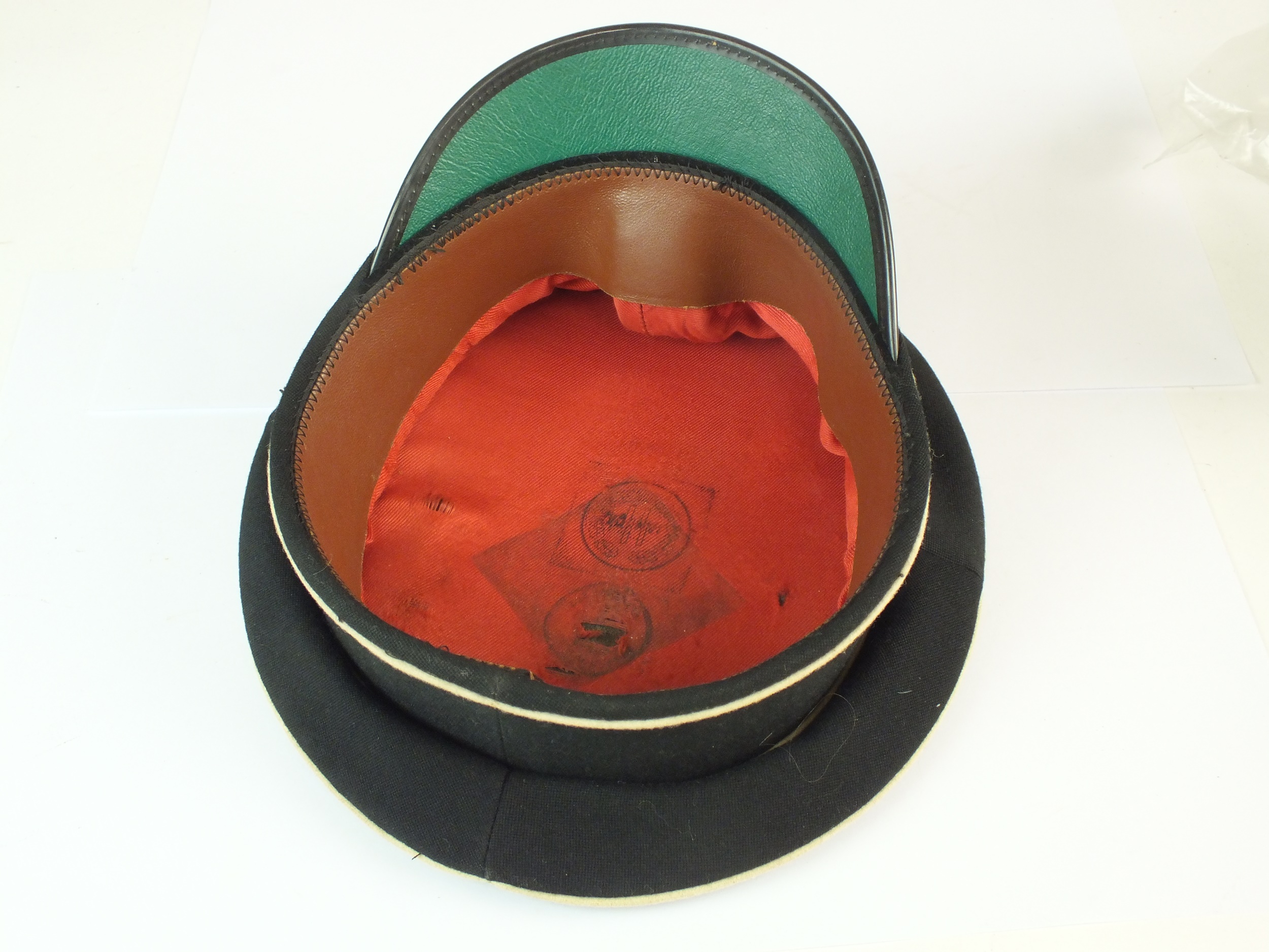 A post-war copy of a German Allgemeine SS visor cap, black ink stampings to interior. - Image 2 of 2