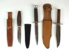 William Rogers commando knife, Helle Farbiker hunting knife and Whitby Original bowie knife