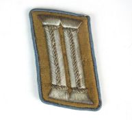 A single German NSDAP Political Leader collar tab, pre-war 1934-36 pattern, hand-embroidered in flat