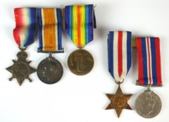 First World War trio of medals and a Second World War pair,