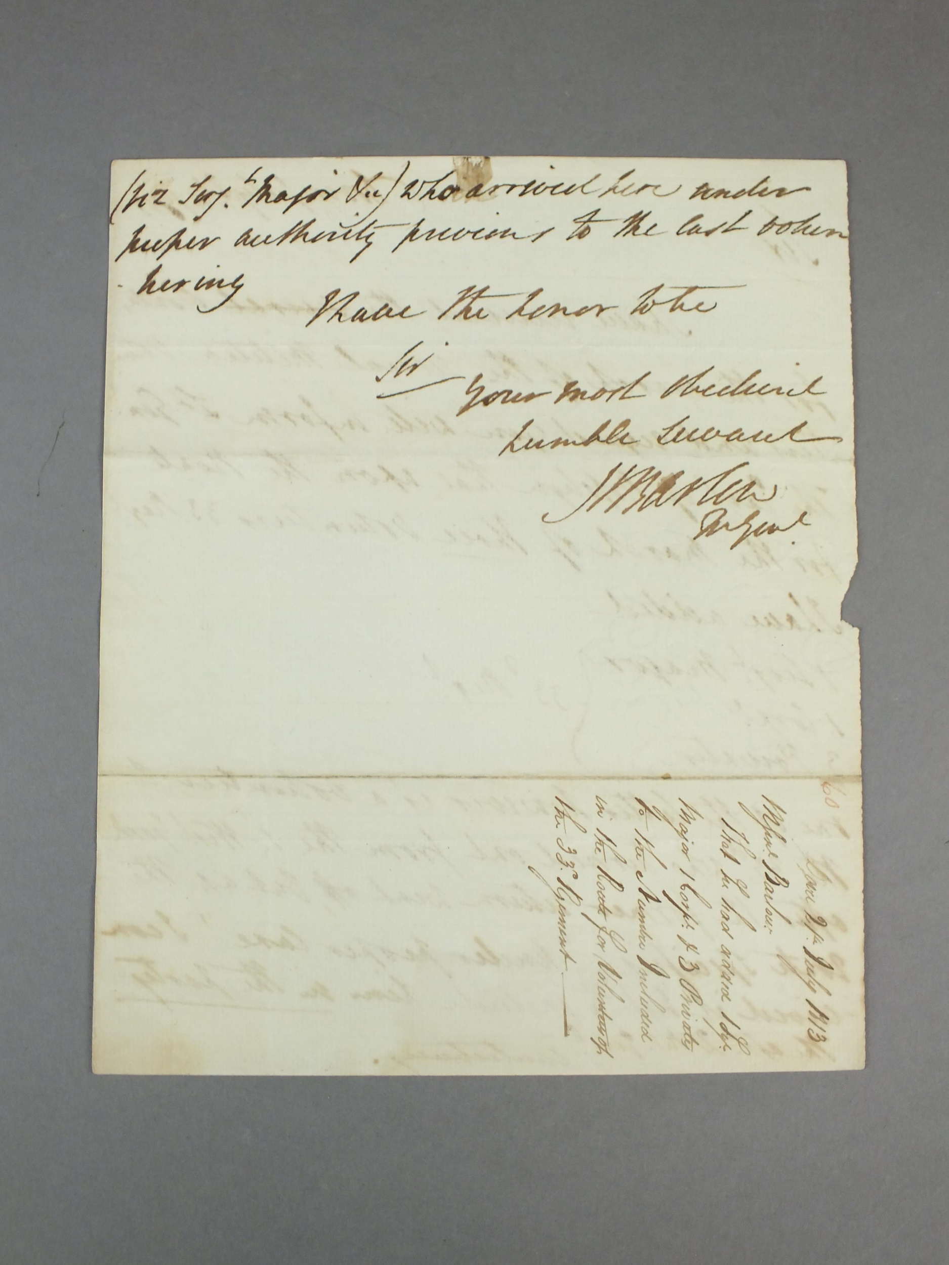 Major General Barlow - six autograph letters signed, 1811-1814 - Image 7 of 15
